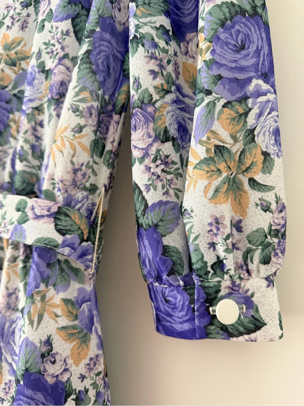 California Looks Vintage Purple Floral Belted Midi Dress